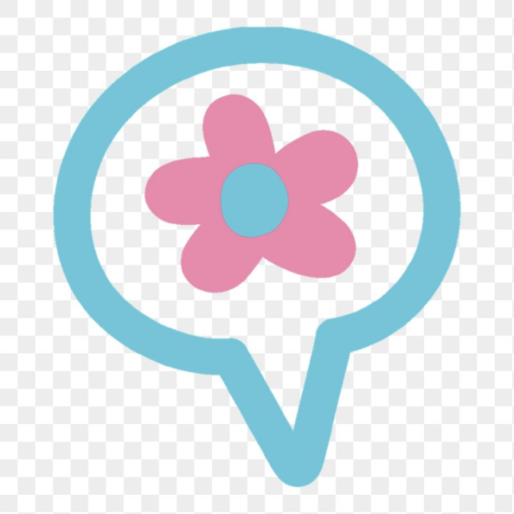 sticker,sticker png,floral,icon,png,cute,pink,rawpixel,illustration,blue,speech bubble,journal sticker,flower