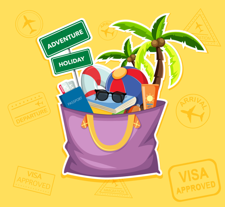 travel,vector,illustration,design,element,symbol,icon,background,graphic,sign,isolated,set,summer,passport,glasses,suncream,book,ticket,map,collection,holiday,transportation,tree,bg,palm,stamp,visa,yellow,signboard,advenrure