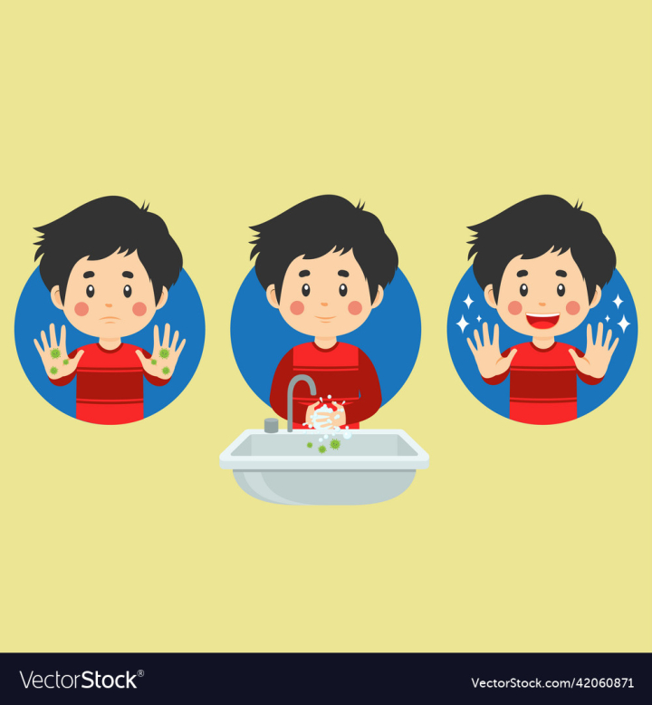 vectorstock,Kids,Washing,Cleaning,Hand,Boy,Bubbles,Soap,Vector,Girl,Virus,Bactery