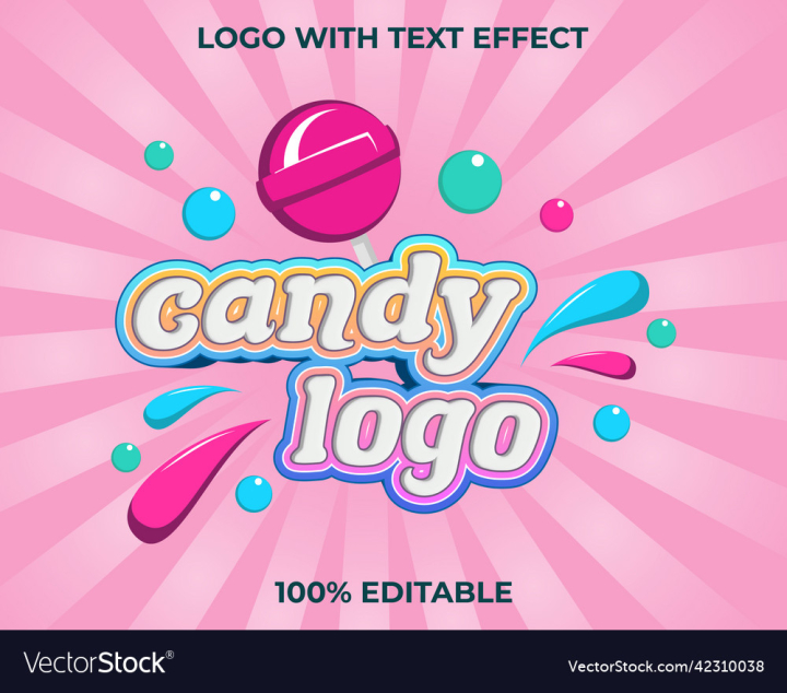 vectorstock,Text,Effect,Editable,Logo,Candy,Template,Background,Pink