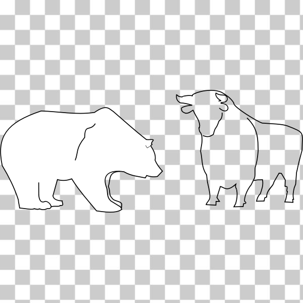animal,bear,bull,exchange,externalsource,line art,line-art,outline,silhouette,stock,black and white,svg,freesvgorg