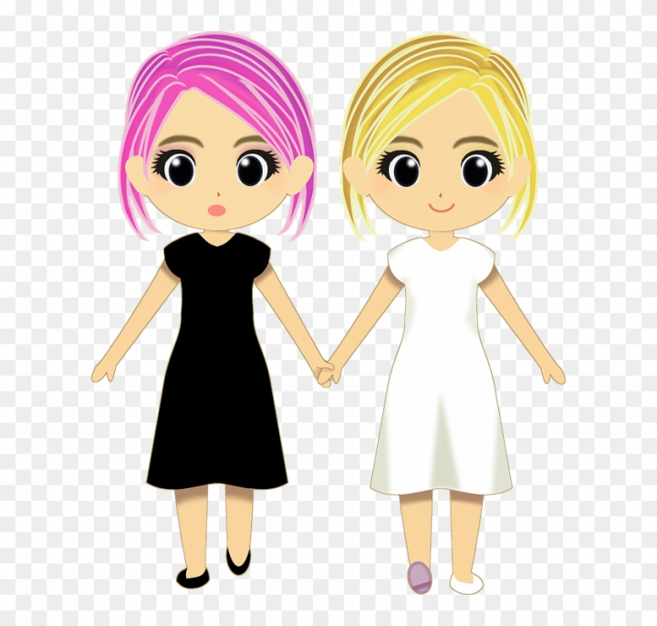 Free Download: Twins Clipart Many Girl - Cartoon Twin Girls. 
