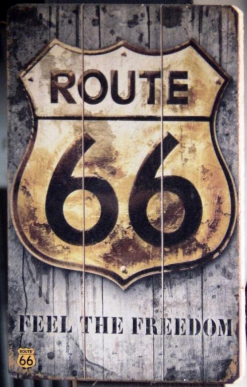 Route 66 Sign carved in Walnut Wood American Made Home Made