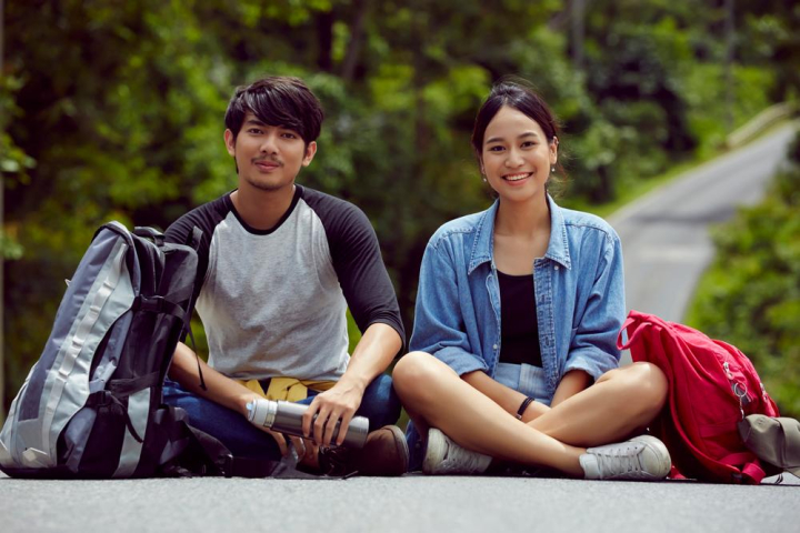 two,asian,young,travellers,smile,sitting,street,vacation,journey,youth,outdoors,adult,adventure,teenager,twenties,jungle,expedition,leisure,handsome,male,female,asia,young travellers,travel,thai,thailand,khao yai,khao yai national,tourist,tourism,holiday,enjoying,sit on road,portrait,outing,trip,nature,unwild,beard,pretty,lady,happy,people,fun,group,wanderlust,looking,smiling,beautiful,guy,gray,couple,traveller,xframe